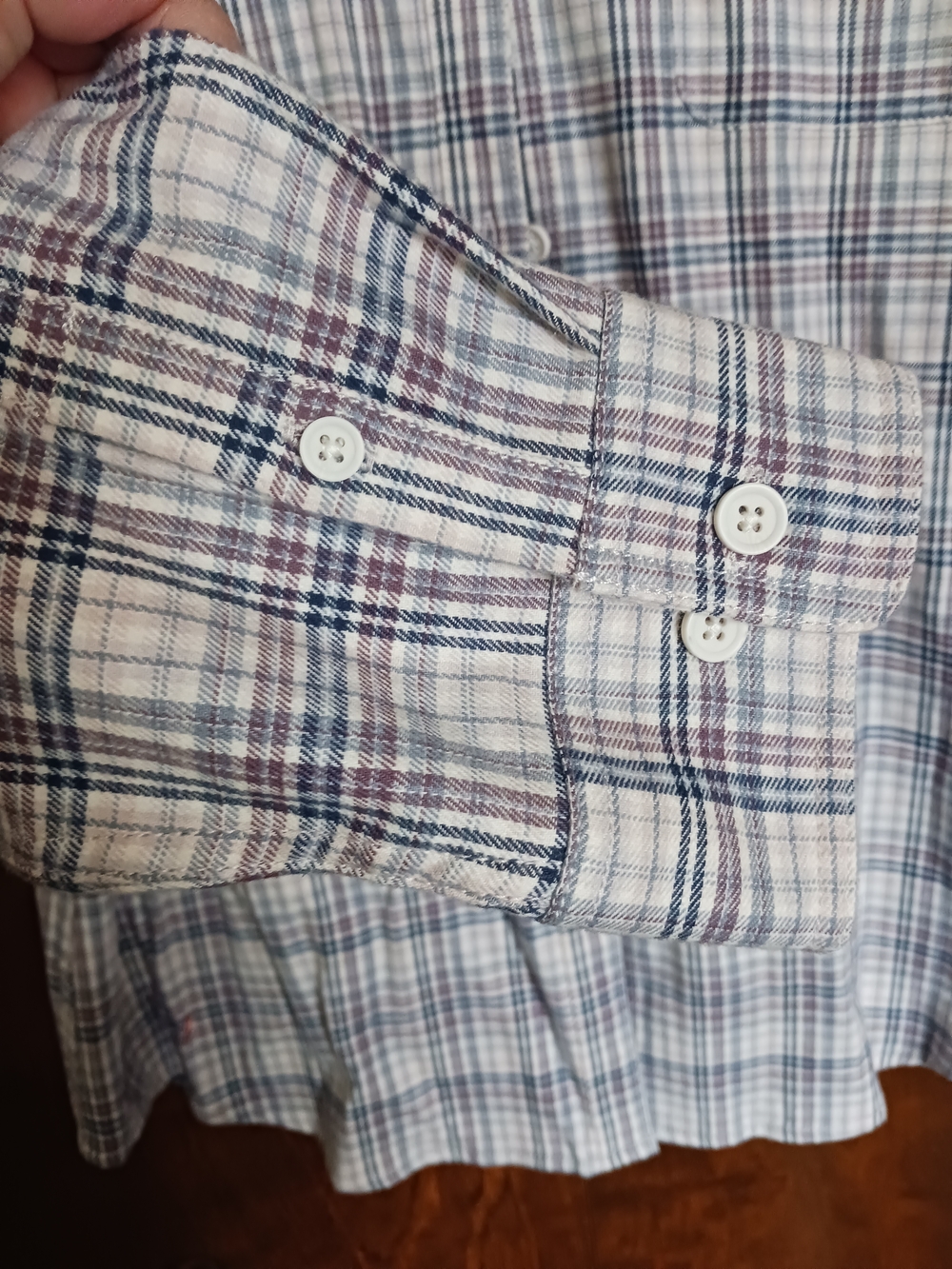 Blue and White Plaid Button-Down Shirt - Picture 6 of 6
